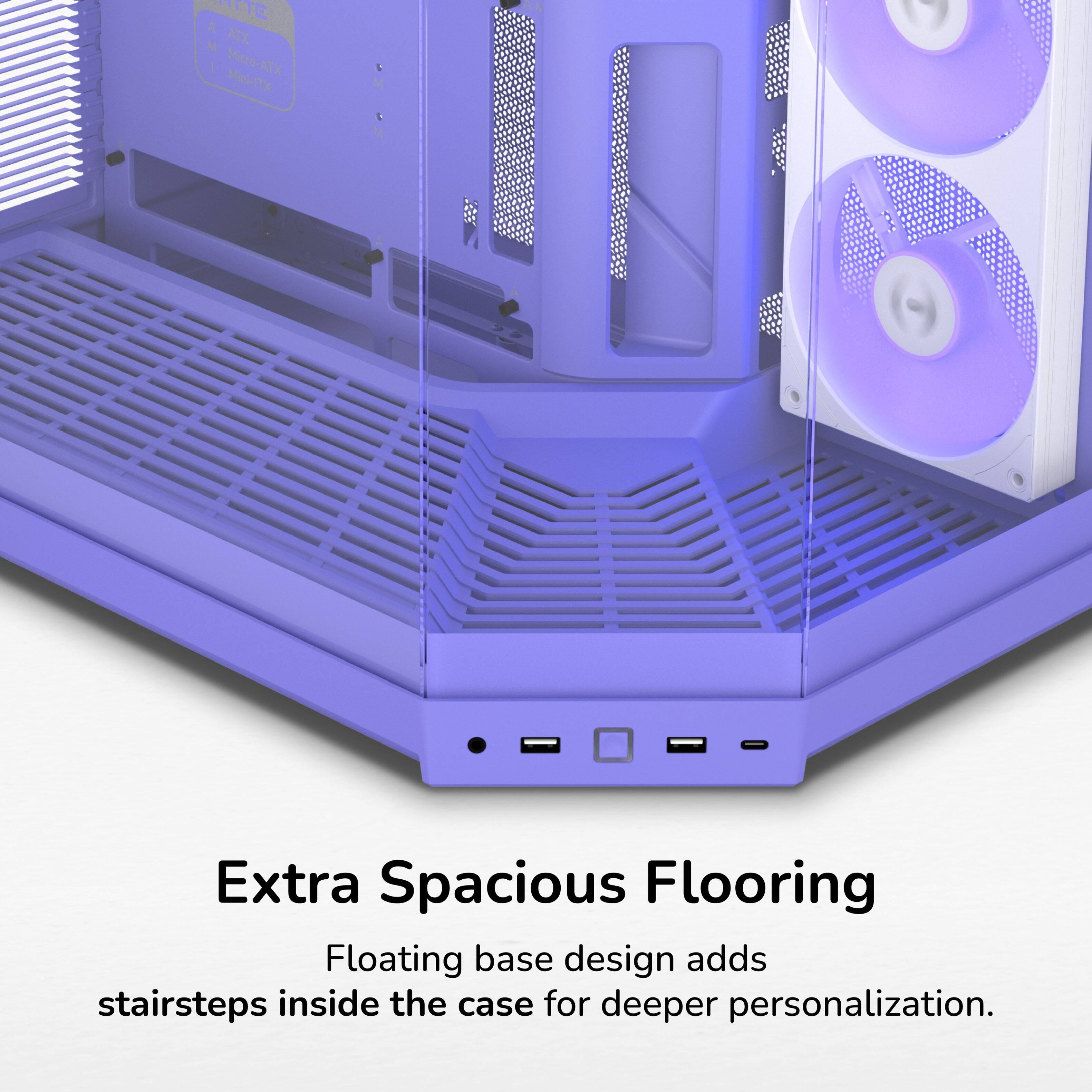 Extra Spacious Flooring  
Floating base design adds stairsteps inside the case for deeper personalization.