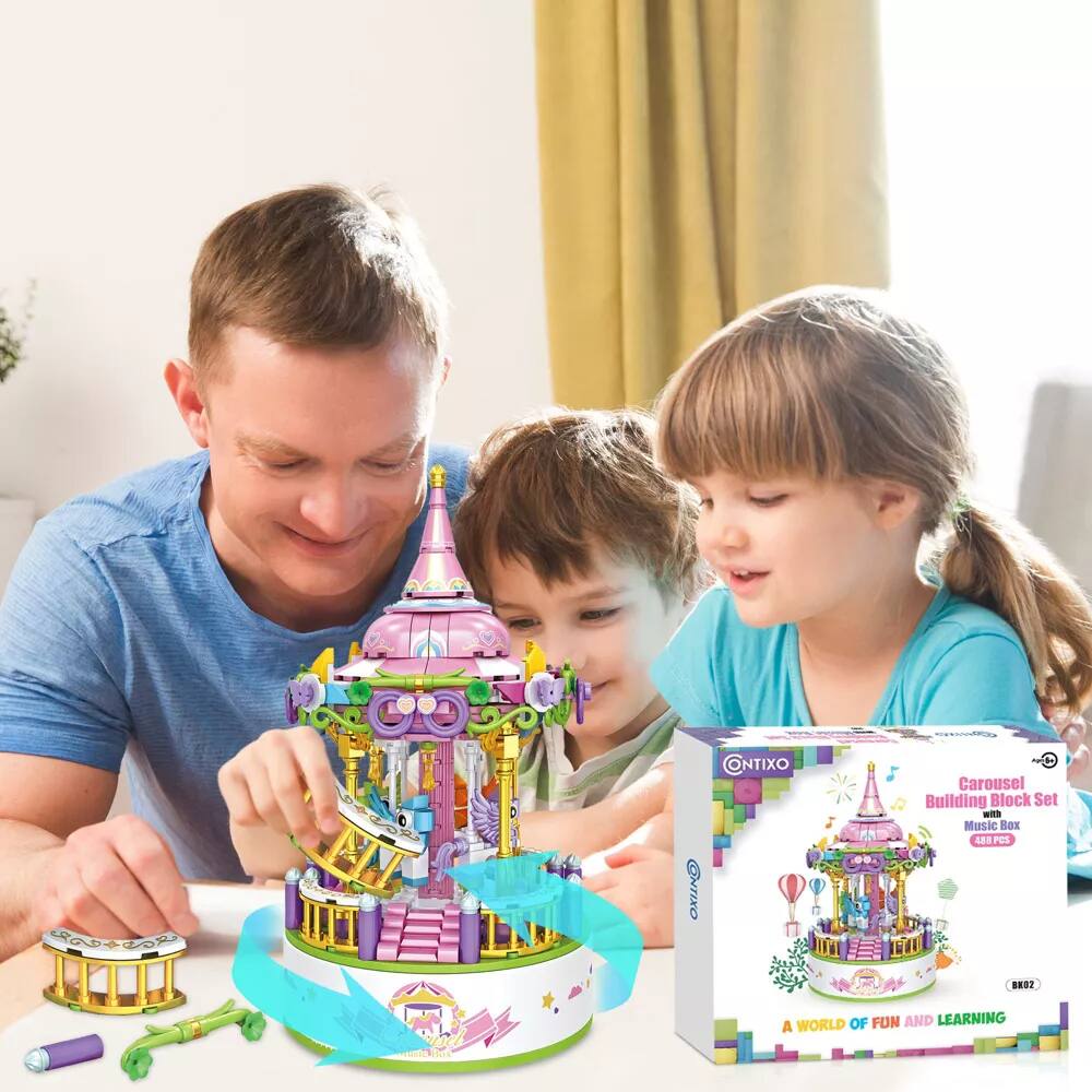 CONTIXO Carousel Building Block Set with Music Box  
488 PCS  
A WORLD OF FUN AND LEARNING