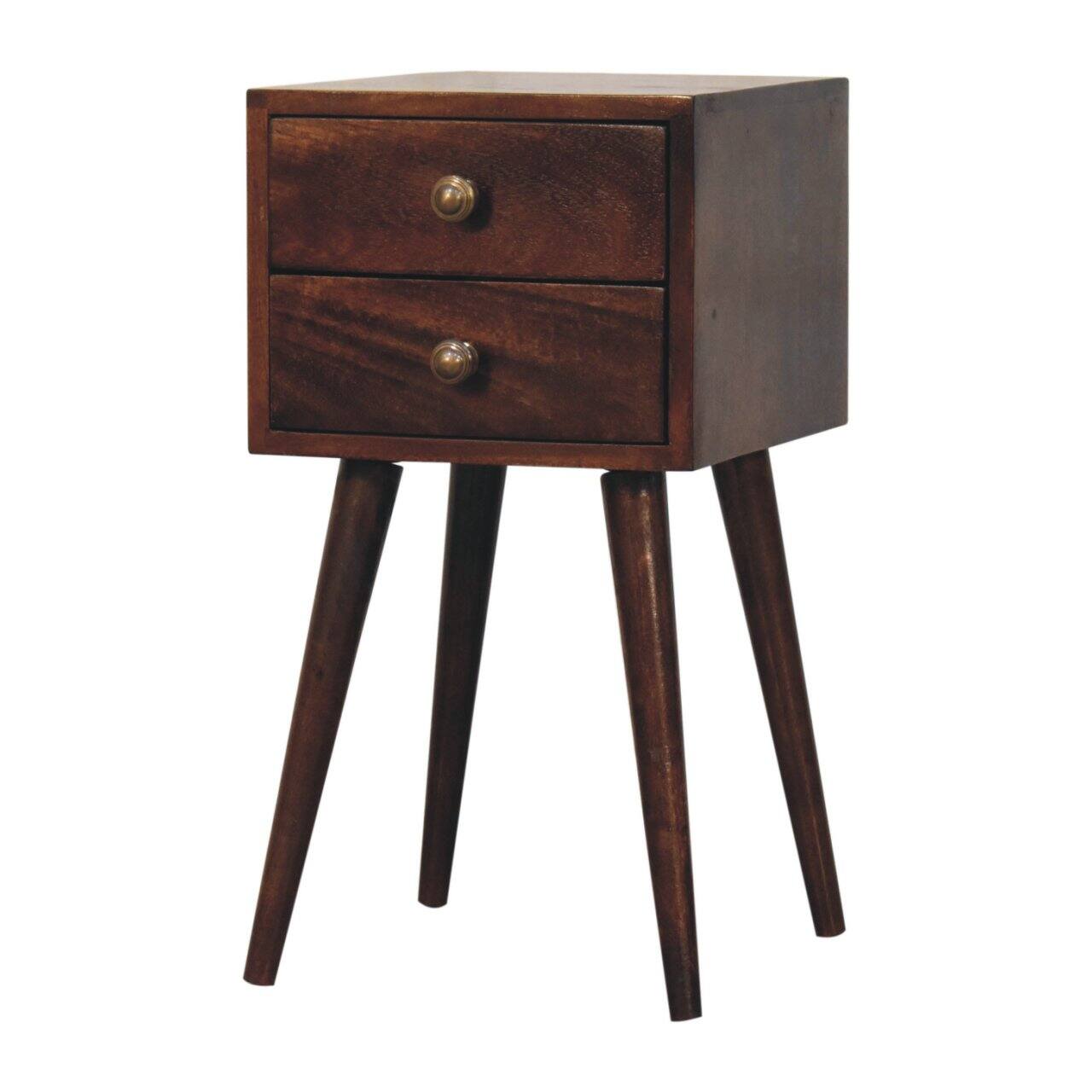 Left. Artisan Furniture - Artisan Furniture Solid Wood Mini 2 Drawer California Walnut Bedside, Dark Brown - Dark Brown.