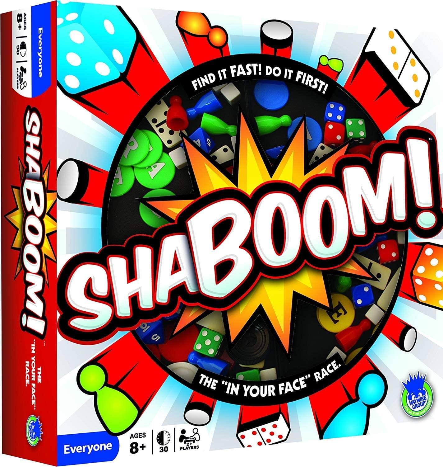 8+ | 30 | Everyone  
FIND IT FAST! DO IT FIRST!  
SHABOOM!  
THE "IN YOUR FACE" RACE.  
AGES 8+ | 30 PLAYERS | Everyone