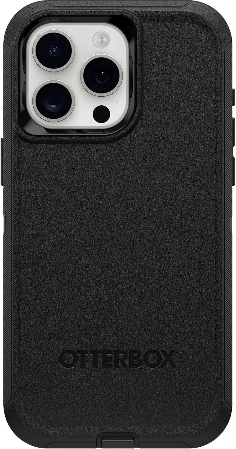 Front. OtterBox - OtterBox - Defender Series Hard Shell For Apple iPhone 15 Pro Max - Black - Black.