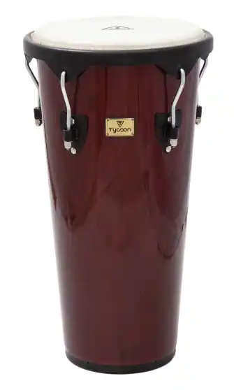 Front. Tycoon Percussion - 12" Key-Tuned Ashiko, Mahogany Finish, Eco-Friendly Siam Oak, Goat Skin Head, High-Gloss Finish.