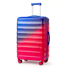 Winado - 28" Carry-on Luggage Trolley PC+ABS Hardside Large Suitcase with Double Spinner Wheels & TSA Lock for Travel Business - Gradient red to blue