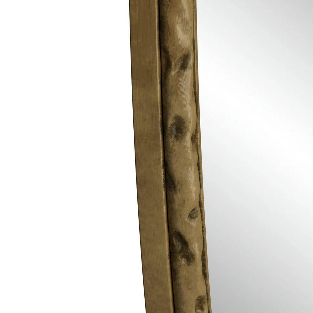 Alt View 4. Kadyn - Iron Art Oval Retro Mirror with Antique Effect, Elegant Wall Hanging Mirror for Bathroom/Bedroom, Gold.