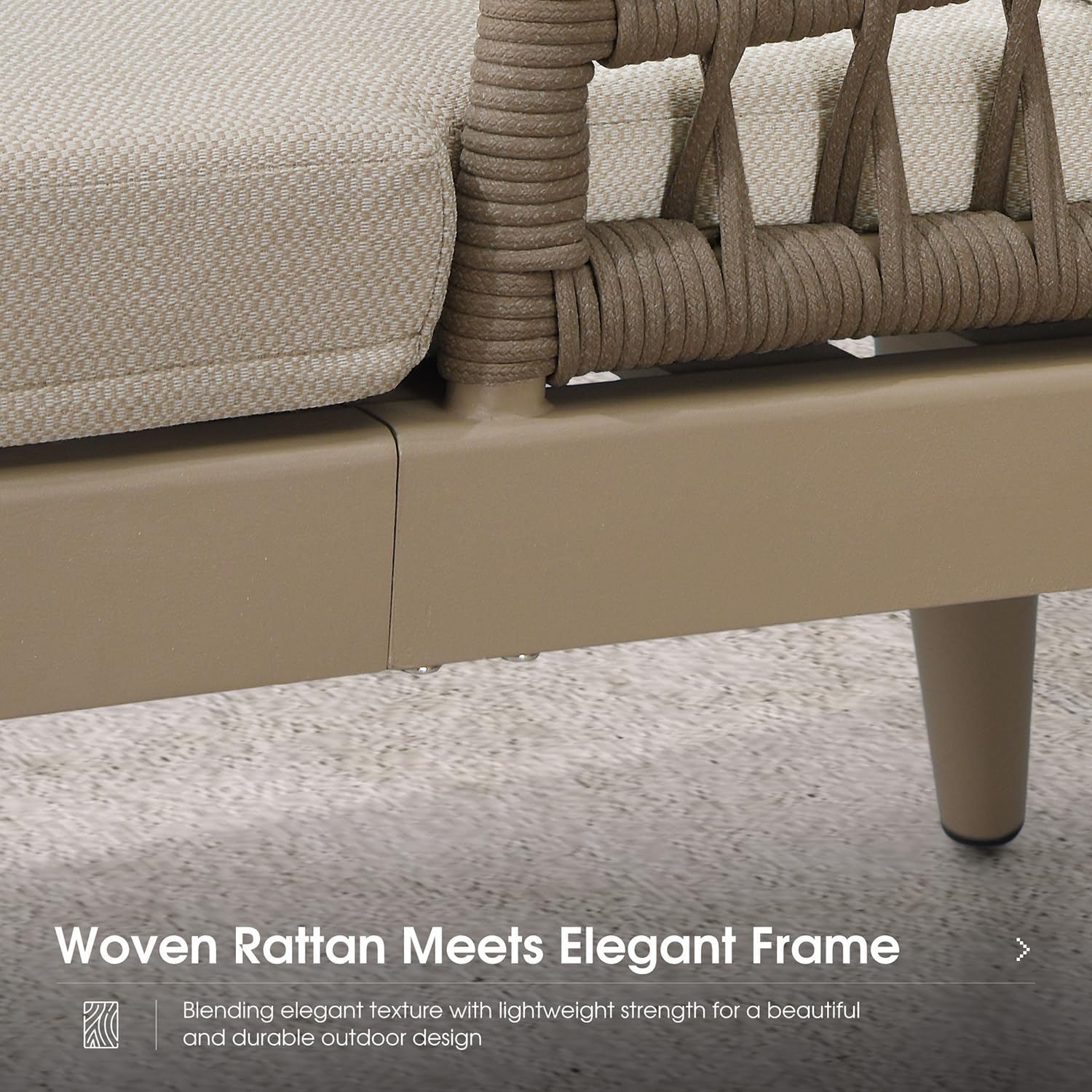 Woven Rattan Meets Elegant Frame  
Blending elegant texture with lightweight strength for a beautiful and durable outdoor design