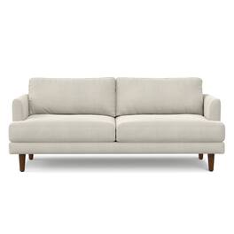 Simpli Home - Livingston 76 inch Wide Mid-Century Modern Loveseat Sofa in Cream White Woven-Blend Fabric - Cream White