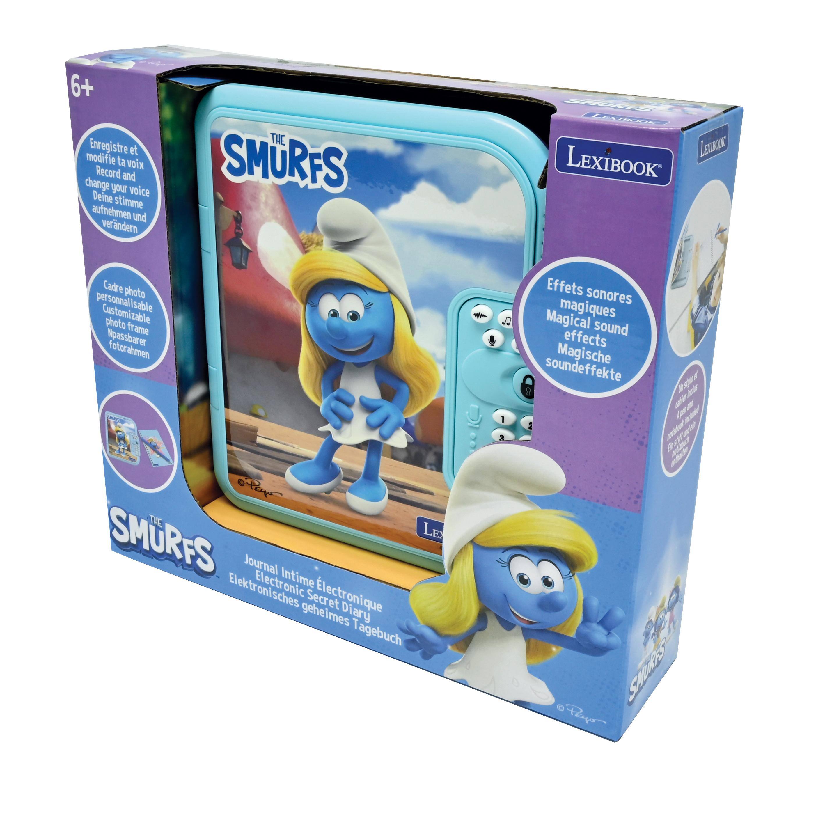 6+ Enregistre et modifie ta voix Record and change your voice Deine Stimme aufnehmen und verändern THE SMURFS  LENINAR Leu LEXIBOOK Cadre photo personnalisable Customizable photo frame - Mpassbarer Foto Rahmen THC SMRFS LE Journal Intime Electronic Secret Diary Tagebuch O 1 Effets sonores Magical sound effects Magische soundeffekte