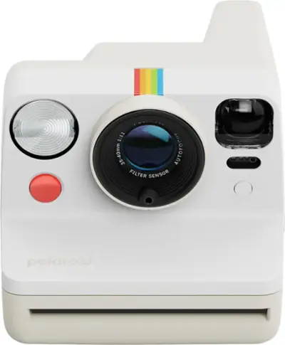Polaroid - Now Gen 3 Instant Camera + Color Film Bundle (8 Photos) - Pebble White