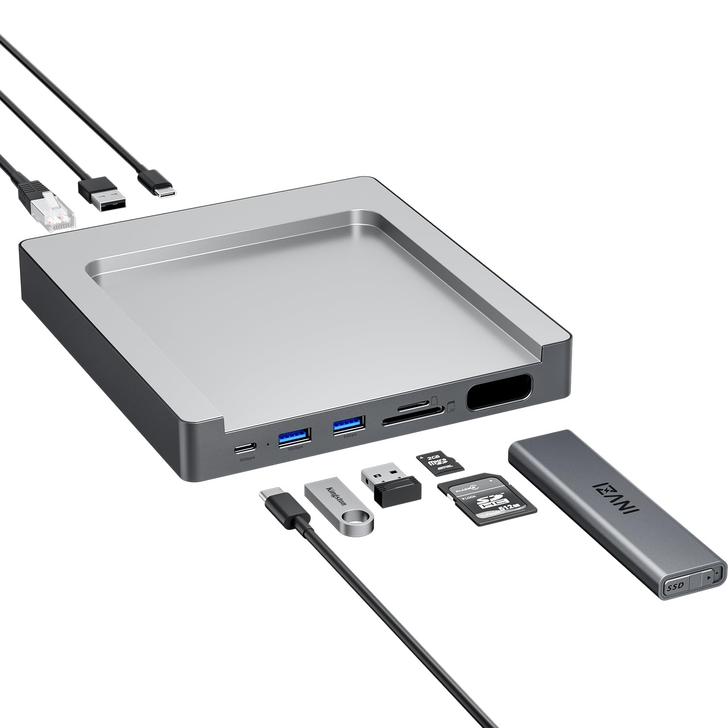 INVZI MagHub 8 in 1 USB C Hub for iMac 24 inch 2021/2023/2024, USB