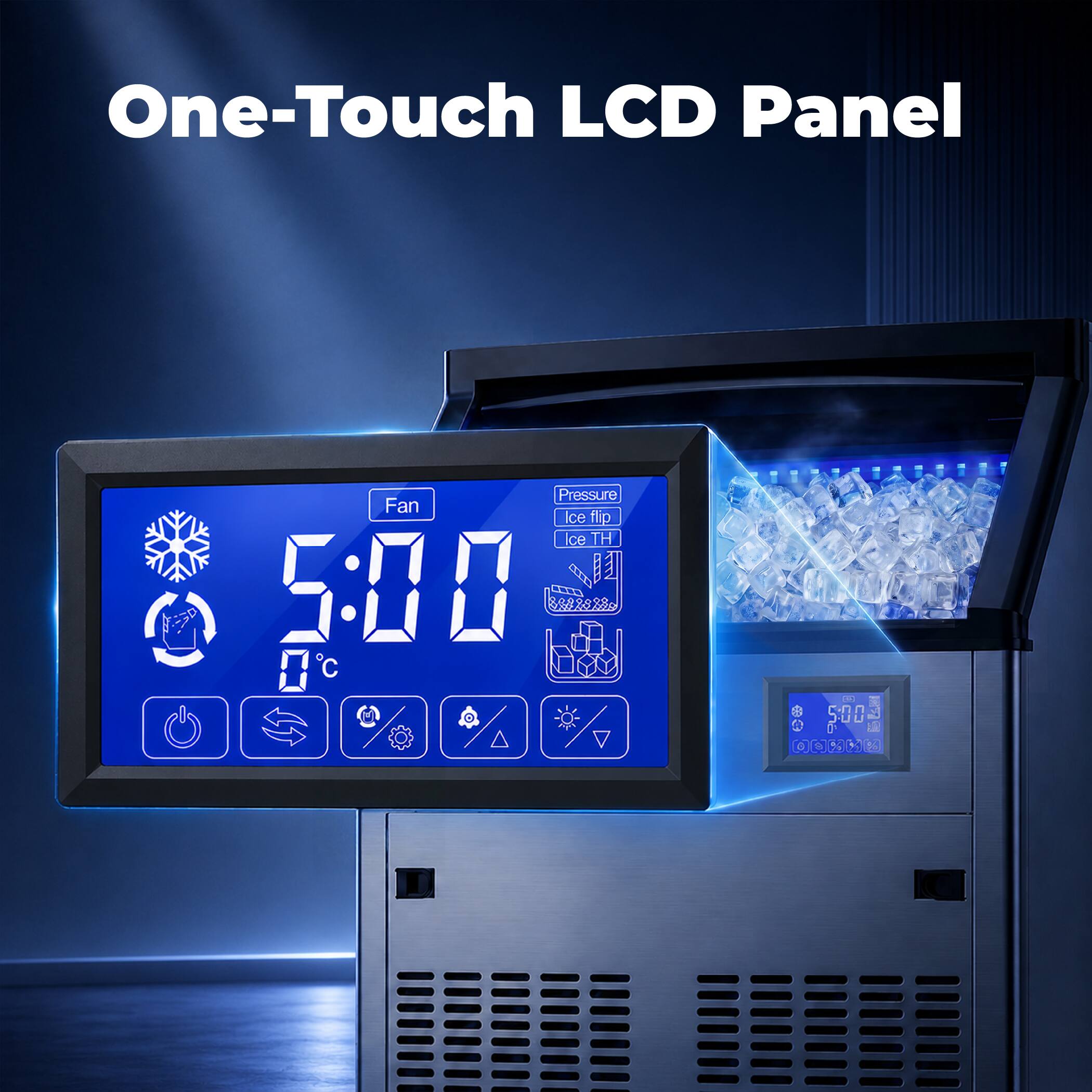 One-Touch LCD Panel Pressure Fan Ice flip Ice TH 5:00 D C a $00 OOKOM