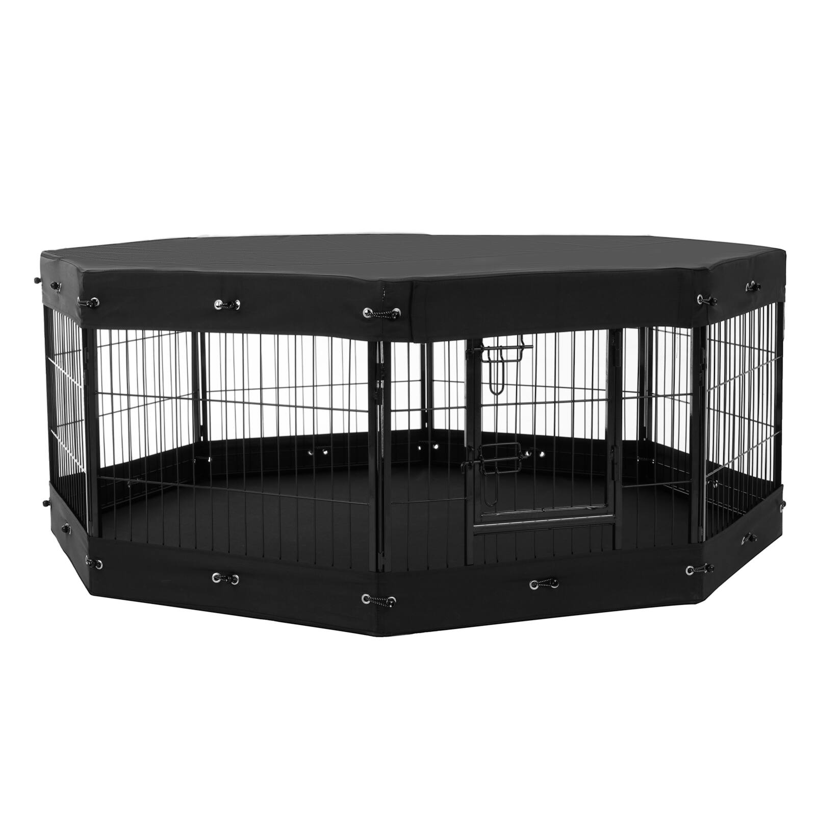 Alt View 5. VEVOR - Dog Playpen, 8 Pcs 24 x 24 in Panels Foldable Metal Pet Exercise Pen, Dog Fence Indoor and Outdoor Pen with Door.