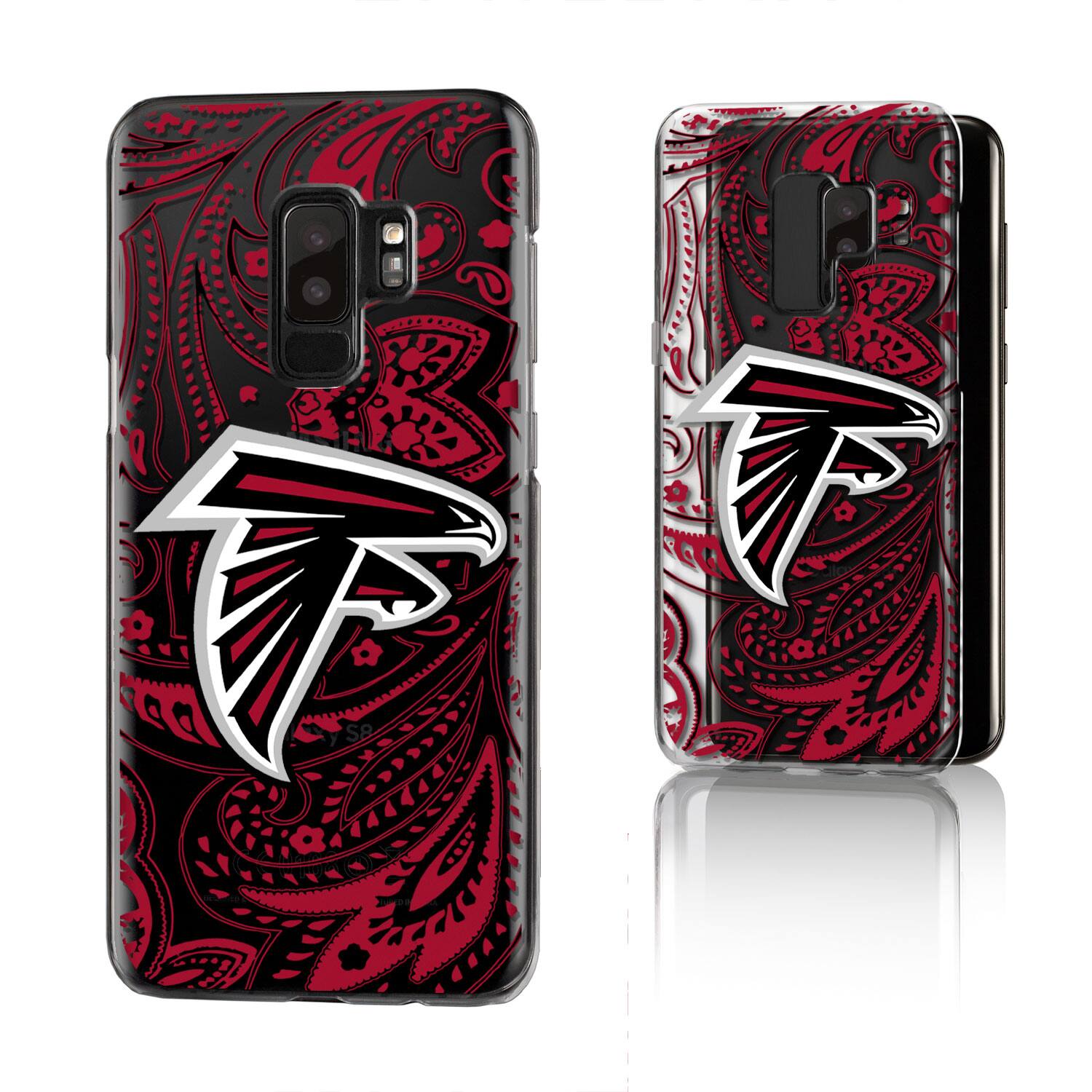 Front. Keyscaper - Atlanta Falcons Galaxy Clear Paisley Design Case - S23 - Multicolor.