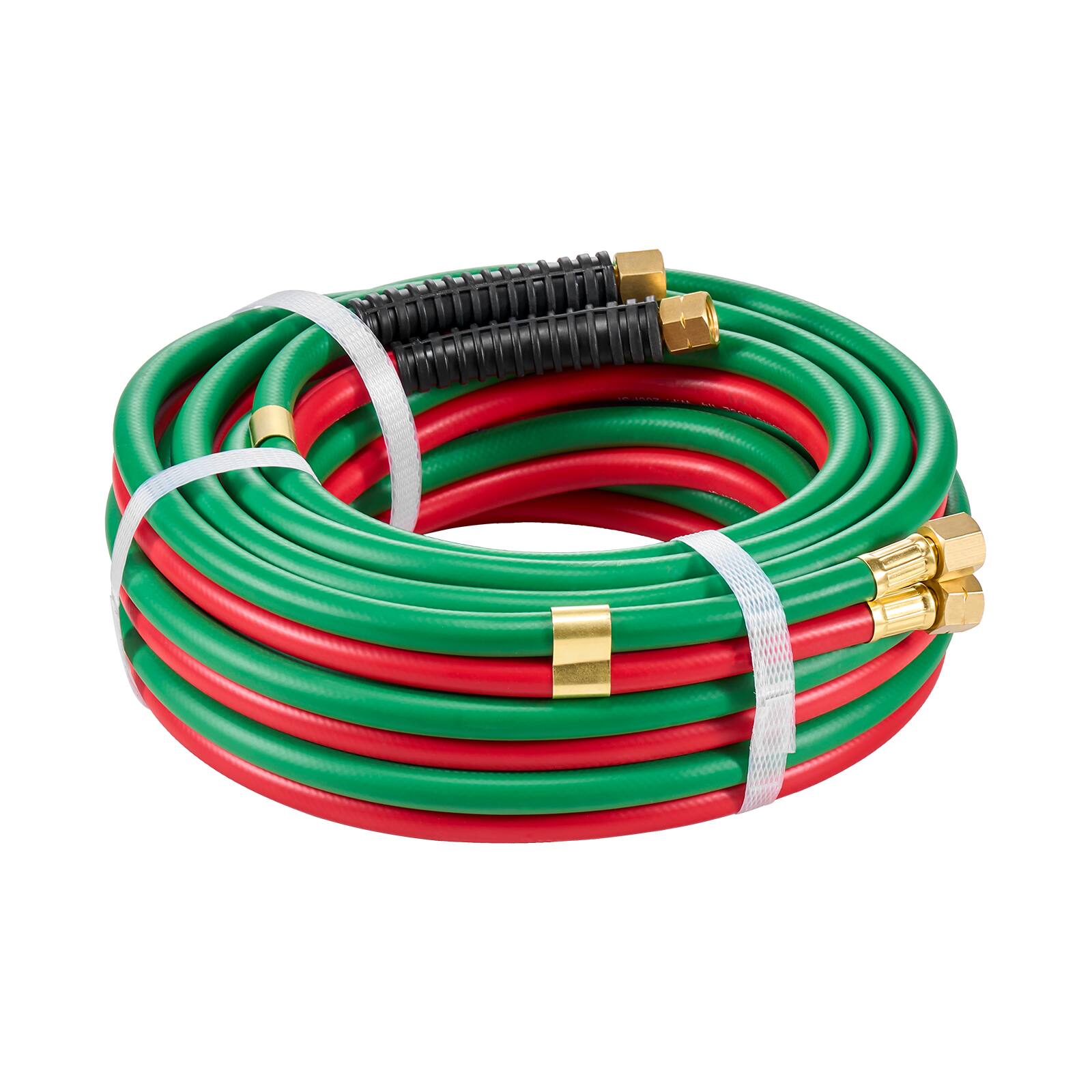 Alt View 4. VEVOR - Oxygen Acetylene Hose, 1/4-Inch x 25FT Oxy Acetylene Hose with 9/16"-18 B Fitting, 300PSI T Grade Welding Cutting Torch - Red;Green.