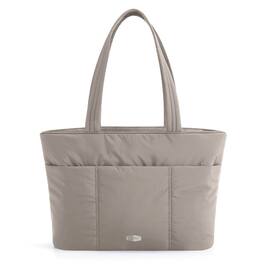 Bagsmart - Padded Laptop Tote Bag for Women, 14 Inch Waterproof Work Shoulder Bag with Luggage Strap, Organized Gym Travel Bag - Camel
