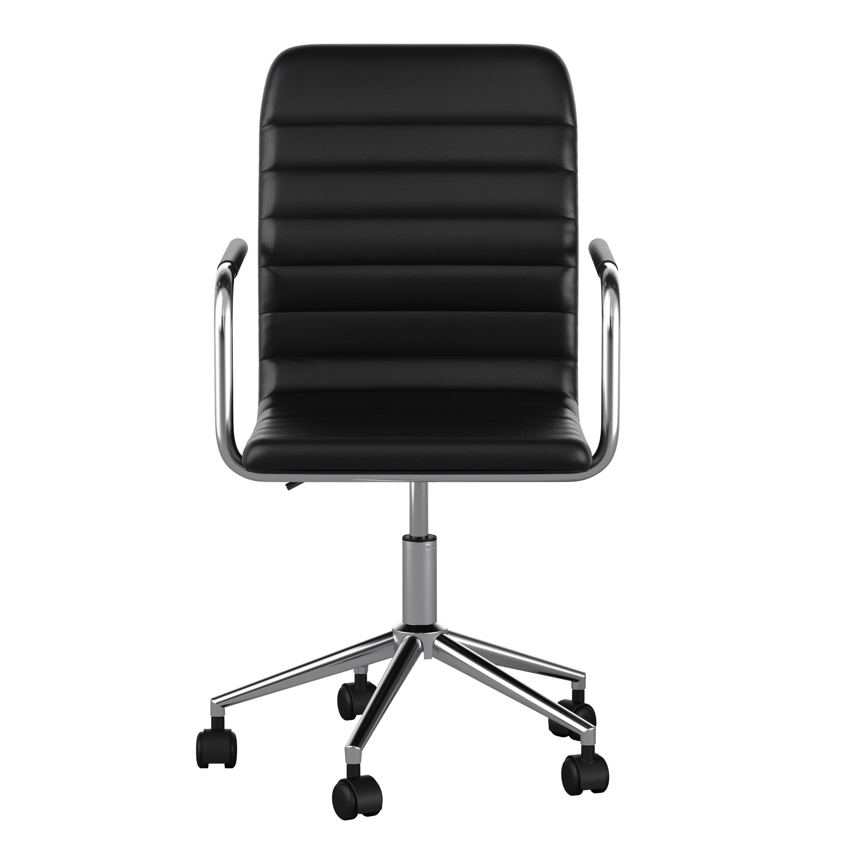 Alt View 21. Martha Stewart - Taytum Faux Leather Office Chair - Black Faux Leather/Polished Nickel.