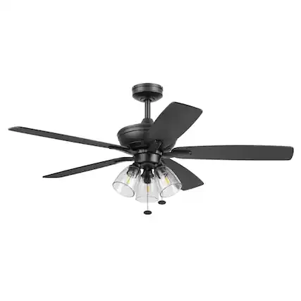 Front. Prominence Home - Prominence Home Glenmont 52" Indoor LED Ceiling Fan with Pull Chain, Matte Black - Matte Black.