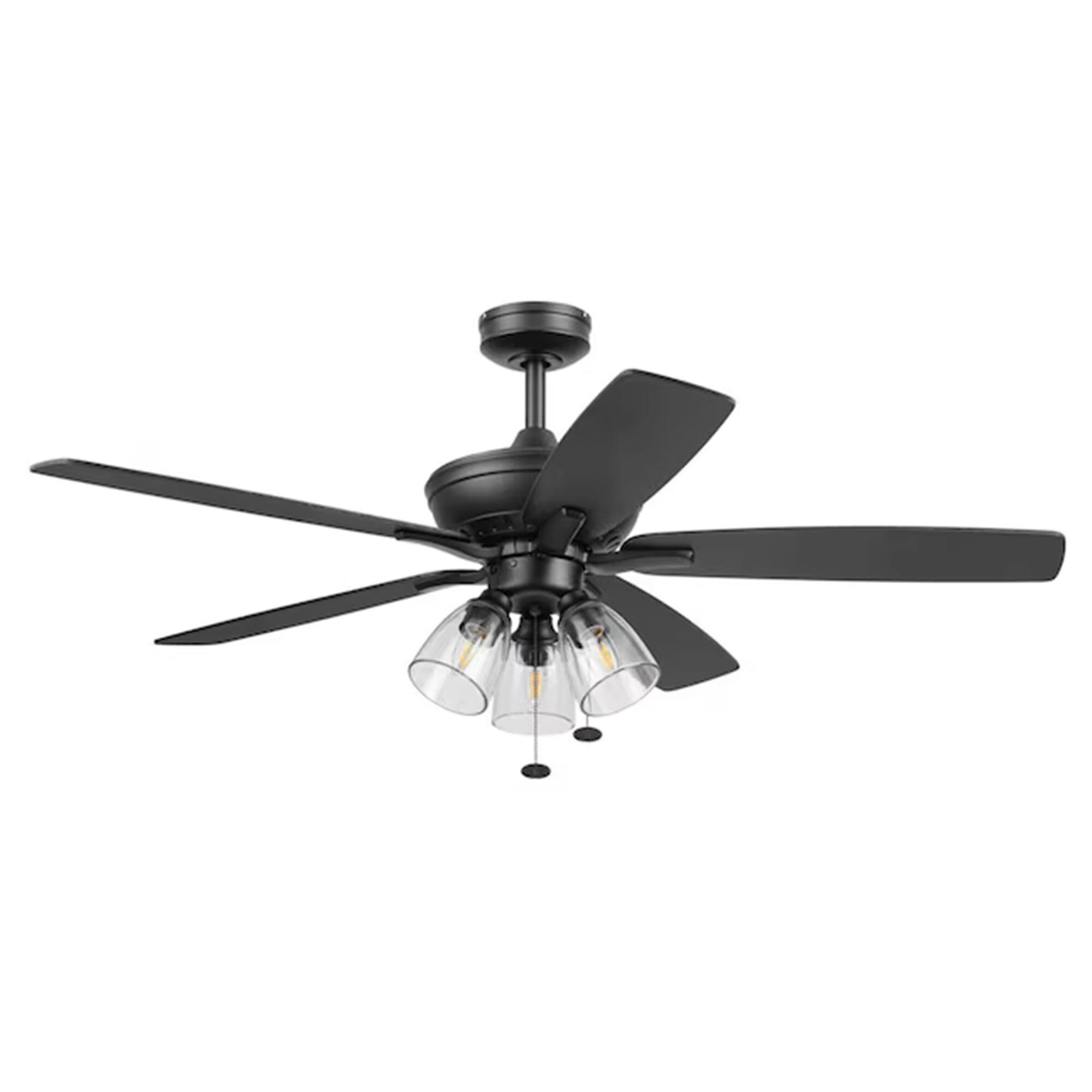 Front. Prominence Home - Prominence Home Glenmont 52" Indoor LED Ceiling Fan with Pull Chain, Matte Black - Matte Black.