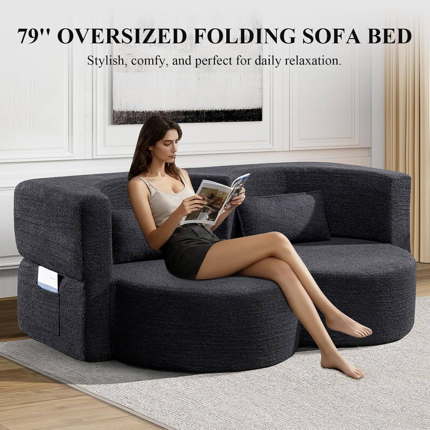 79" OVERSIZED FOLDING SOFA BED

Stylish, comfy, and perfect for daily relaxation.