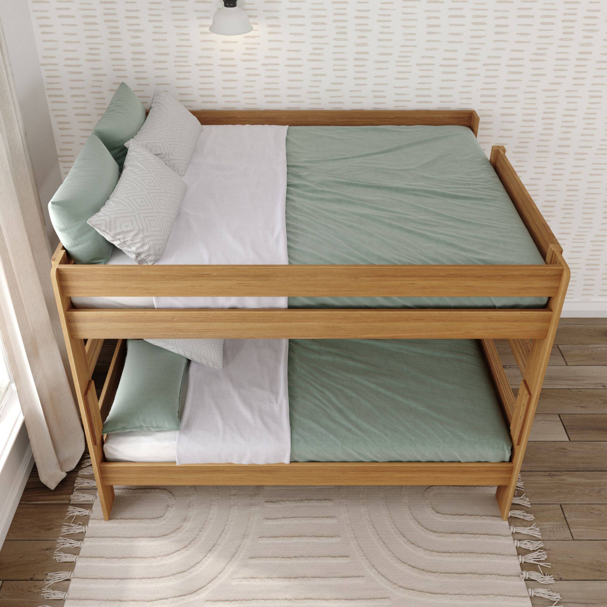 Alt View 4. Plank+Beam - Farmhouse Queen over Queen Bunk Bed Bed, Matte Pecan - Pecan Dip.