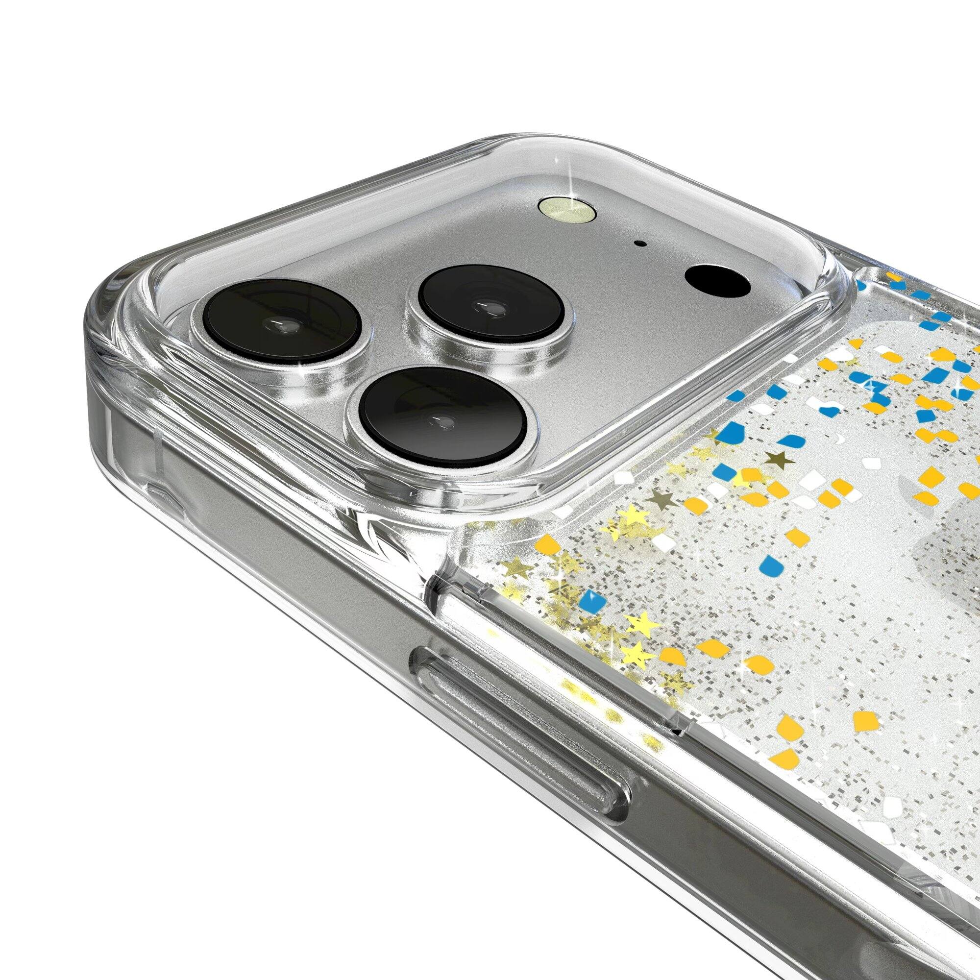 Alt View 2. Keyscaper - Los Angeles Chargers iPhone Glitter Case with Confetti Design - 15 - Multicolor.