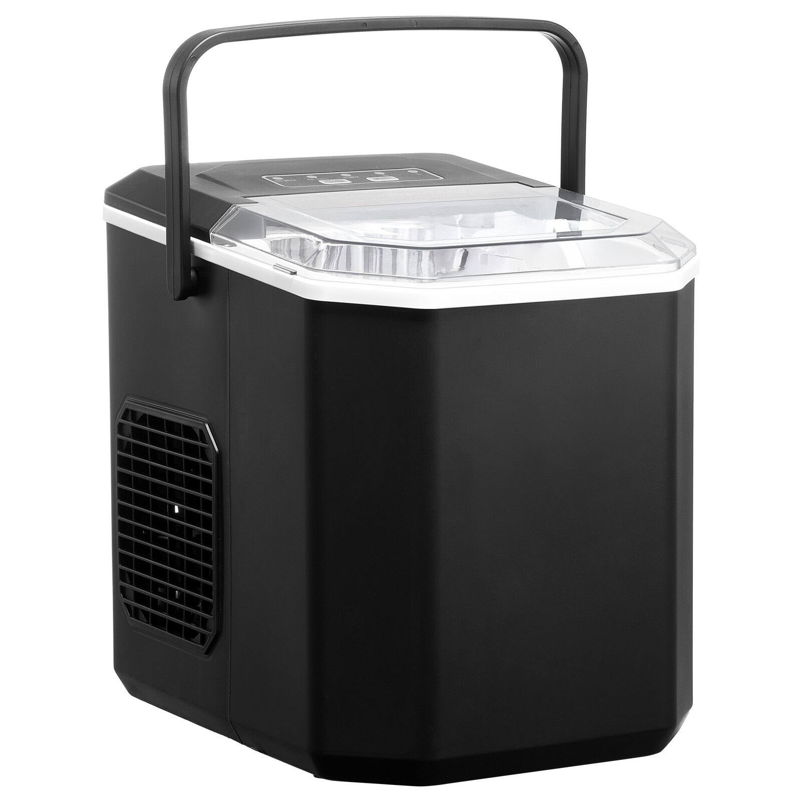 Alt View 8. Glintex - Countertop Ice Maker, Bullet Ice, 9 Cubes in 6 Min, 26 lb/Day, 2 Sizes, Self-Cleaning, Scoop & Basket - Black.