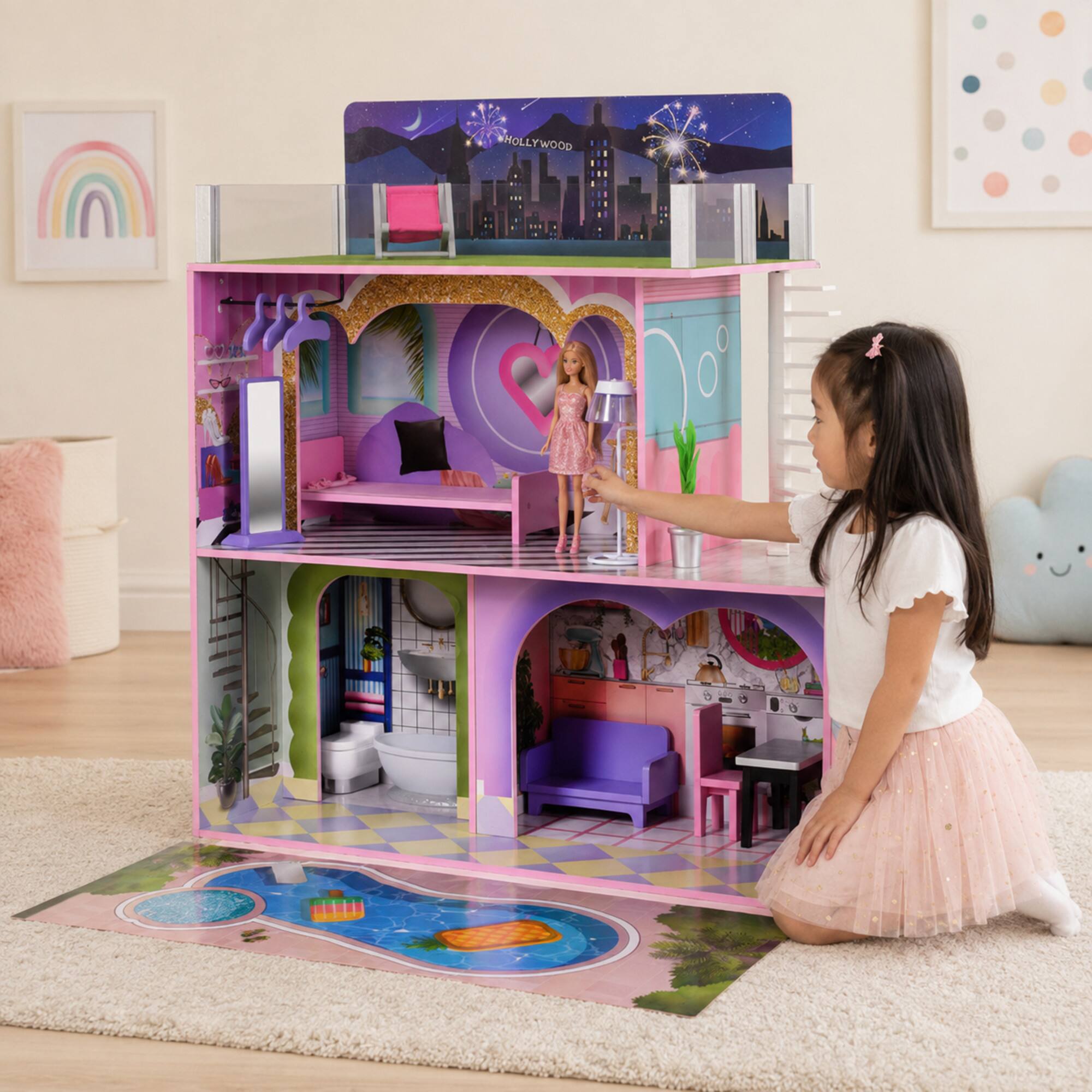 Angle. Teamson Kids - Dreamland Sunset Dollhouse.