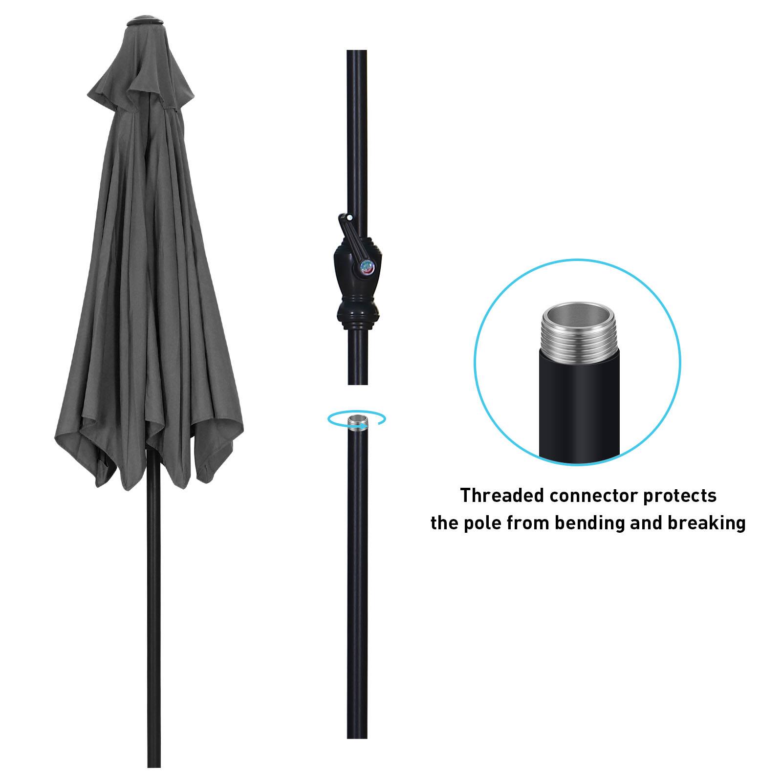 Threaded connector protects the pole from bending and breaking