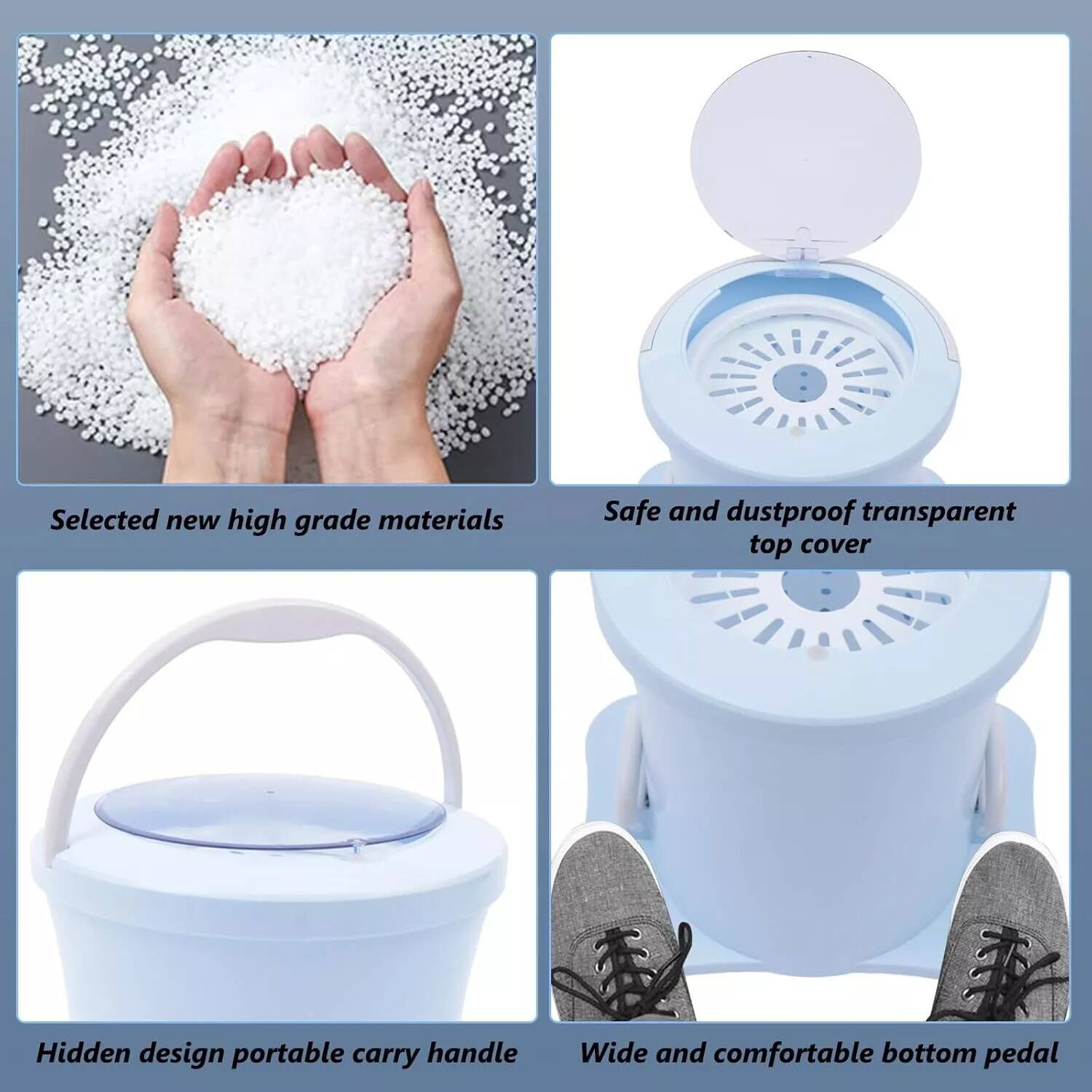 Selected new high grade materials

Safe and dustproof transparent top cover

Hidden design portable carry handle

Wide and comfortable bottom pedal