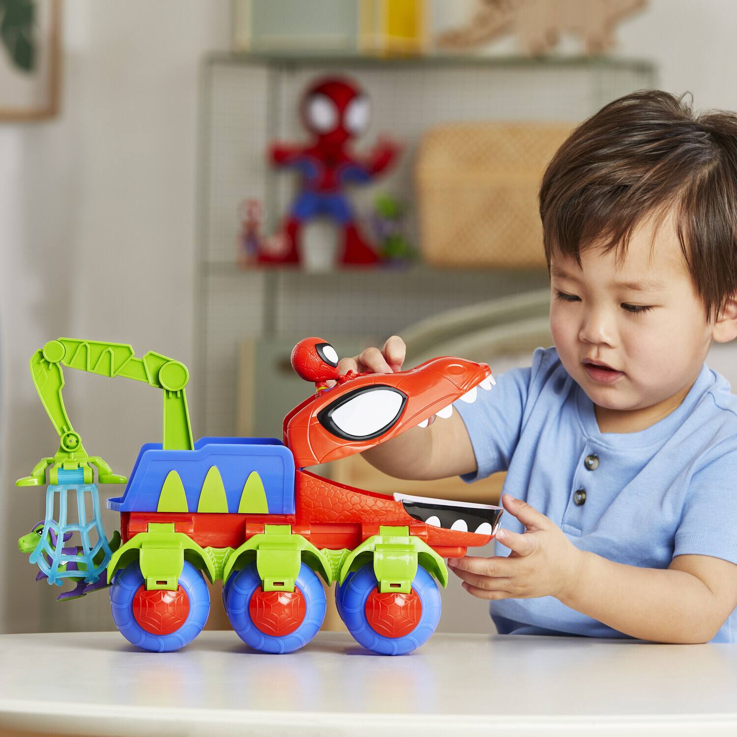 Alt View 4. Hasbro - Spidey and His Amazing Friends: Dino-Webs - Crawler Playset   - COLLECTIBLES - Multicolor.