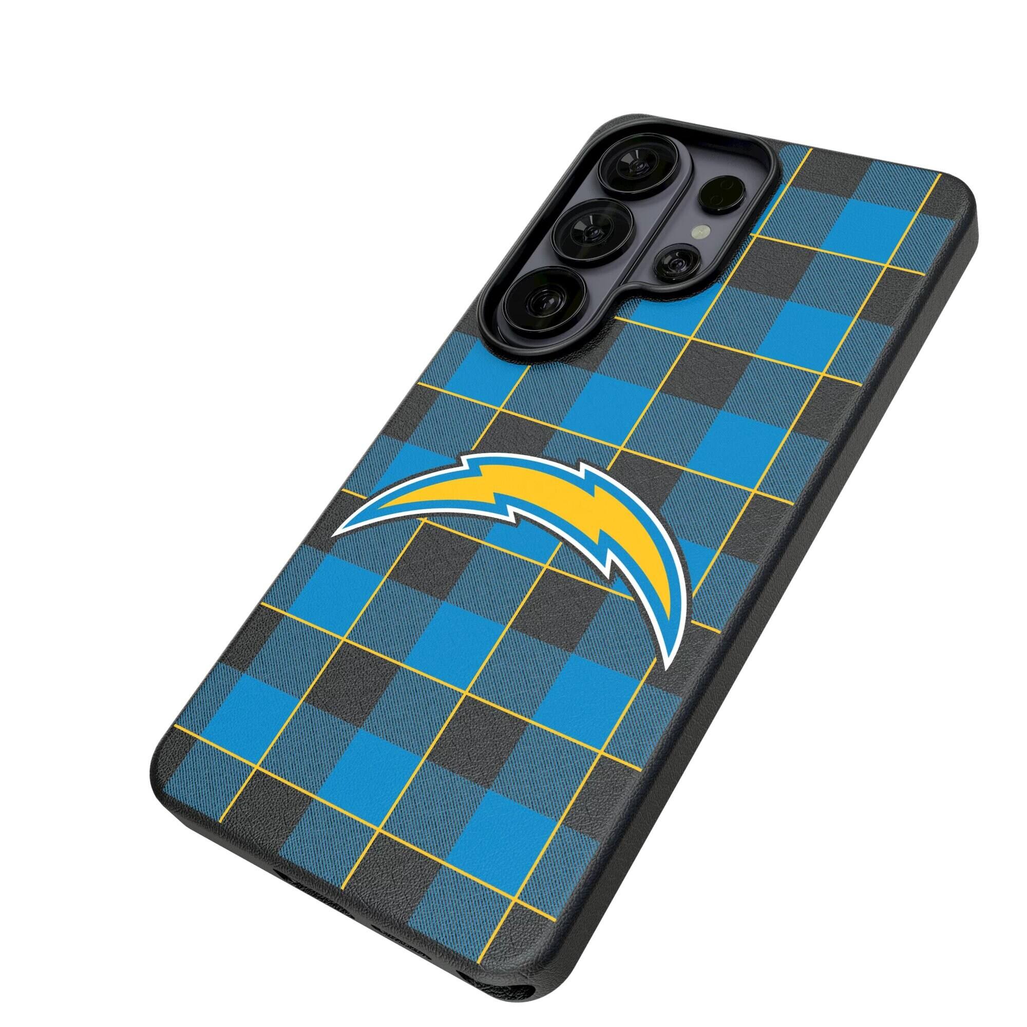 Alt View 1. Keyscaper - Los Angeles Chargers Plaid Galaxy Magnetic Bump Case - S26 Ultra - Black.