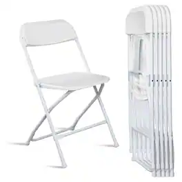 Winado - 6PCS Portable Plastic Folding Chairs, Stackable Seat with Steel Frame for Indoor Outdoor Wedding Party Picnic Dining - White