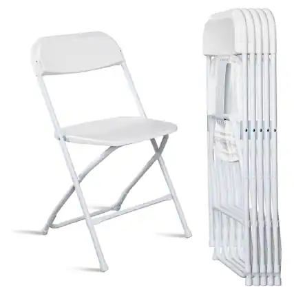 Front. Winado - 6PCS Portable Plastic Folding Chairs, Stackable Seat with Steel Frame for Indoor Outdoor Wedding Party Picnic Dining - White.