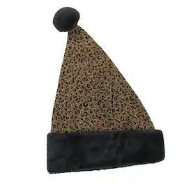 St. Nick's Choice - and Black Metallic Leopard Santa Hat Unisex Adult Christmas Costume Accessory - One Size - Brown
