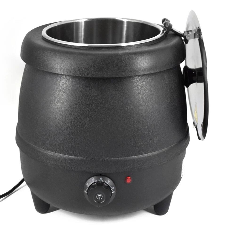 Alt View 1. Home Collection - 400W 10L Stainless Steel Soup Pot with Adjustable Temperature - Black and Silver.