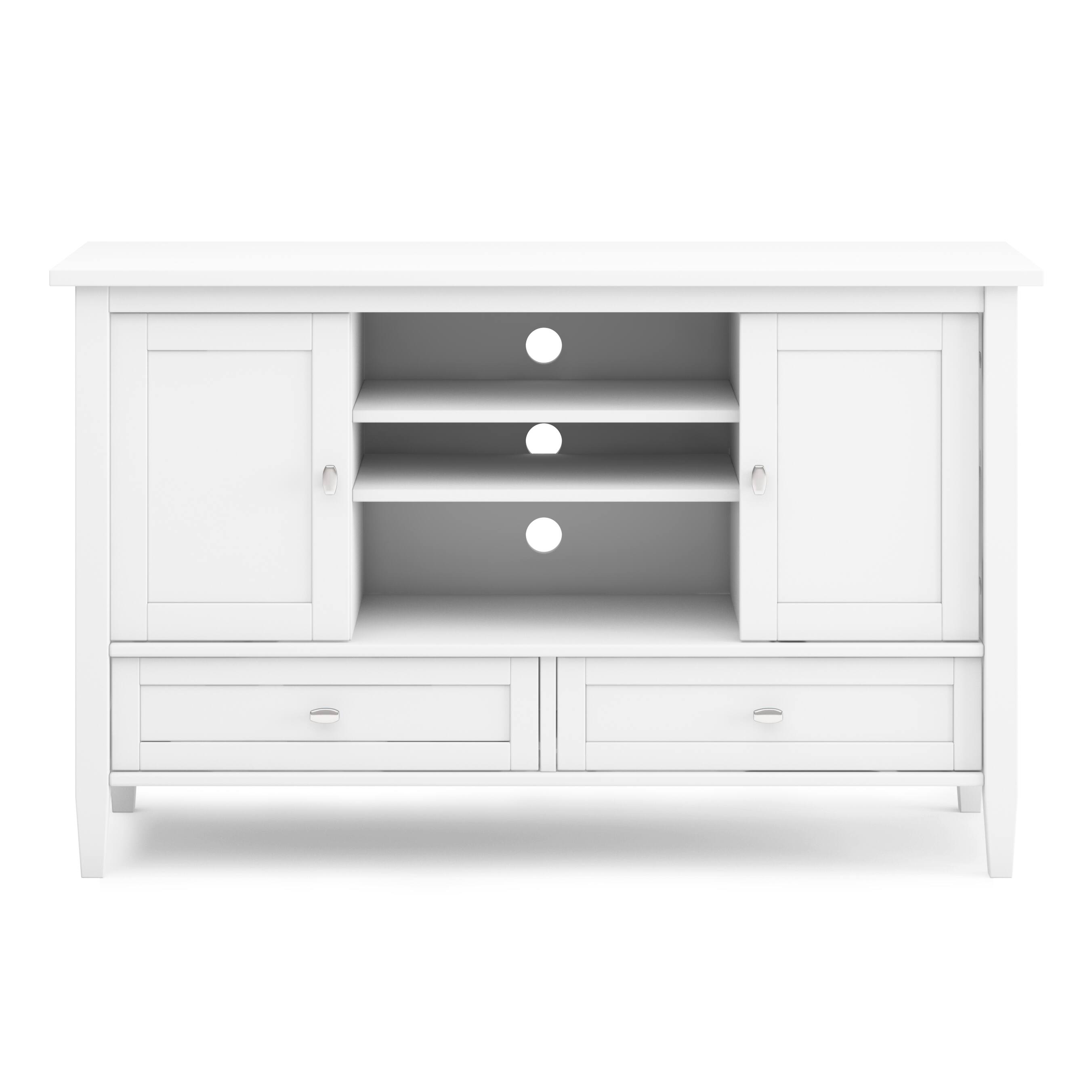 Alt View 3. Simpli Home - Warm Shaker SOLID WOOD 47 inch Wide Transitional TV Media Stand in White For TVs up to 50 inches - White.