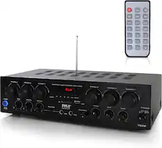 Mode I H HN EQ VOL- VOL+ 0 R.PT UVSD 1 2 3 4 5 6 7 8 9 CHANNEL A CHANNEL B CHANNEL C CHANNEL D CHANNEL E CHANNEL F POWER - DFV ECHO MIK2 VOL MICS VOL - - AUX-IN - VOL VOL. MOD4/D USB TALKOVER PYLE PyleUSA.com HEADPHONE MIC1 MIC2 TREBLE BASS MUSIC P2BT AEP N1/FM BUEN US8/S0 750W