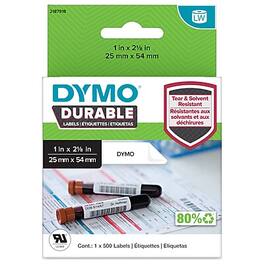 DYMO - LabelWriter™ Durable Laboratory and Medical Labels, 1" X 2-1/8", 500 Labels (2187918) - White