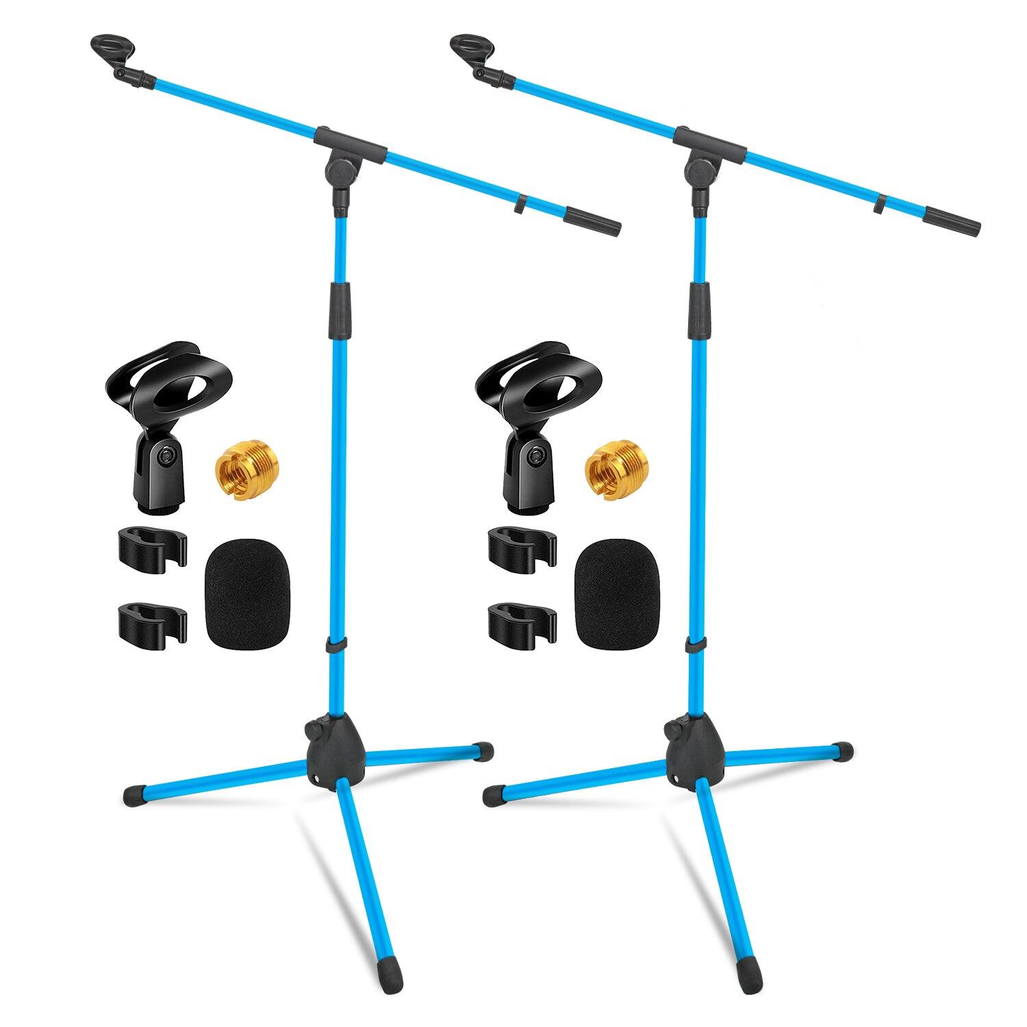 Front. 5 CORE - 5Core Tripod Mic Stand 2Pcs Adjustable Holder Floor Microphone Boom Arm-MS 080 SKY BLU 2PC - Sky Blue.
