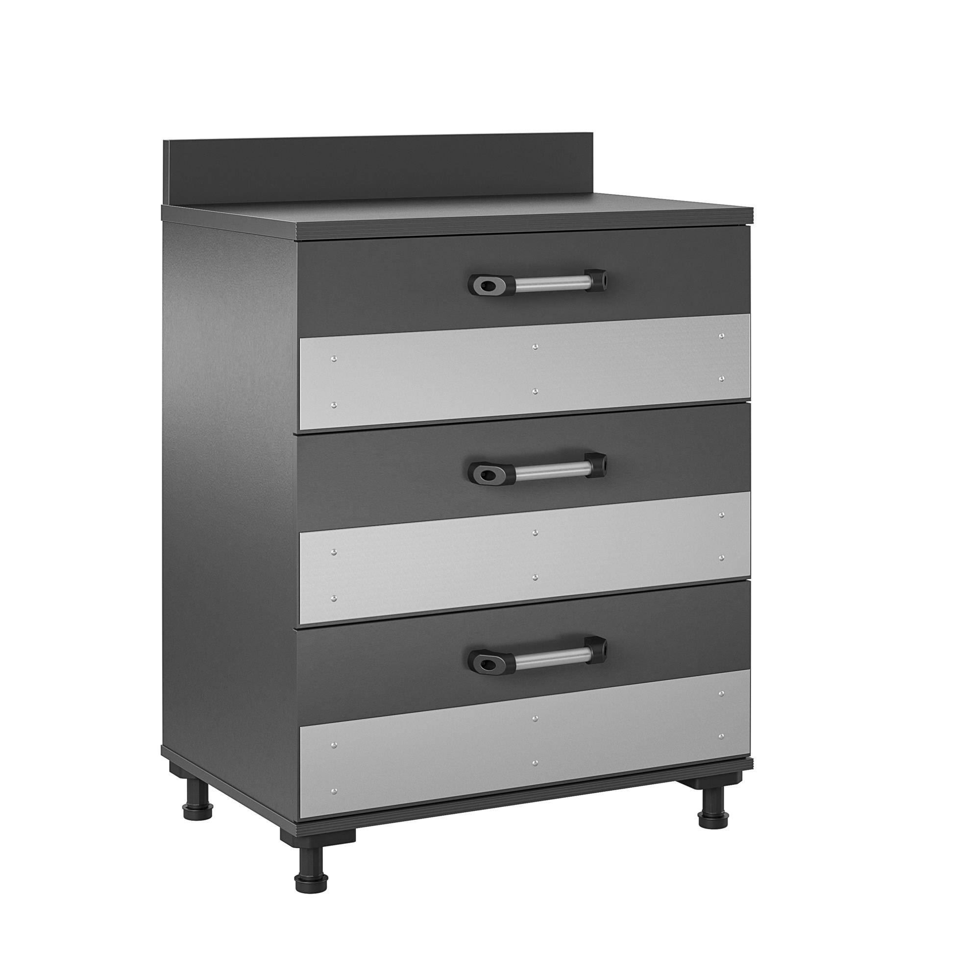 Left. Forest'nSky - Boss 3-Drawer Heavy-Duty Storage Cabinet - Locking Metal Organizer for Office & Garage - Gray.