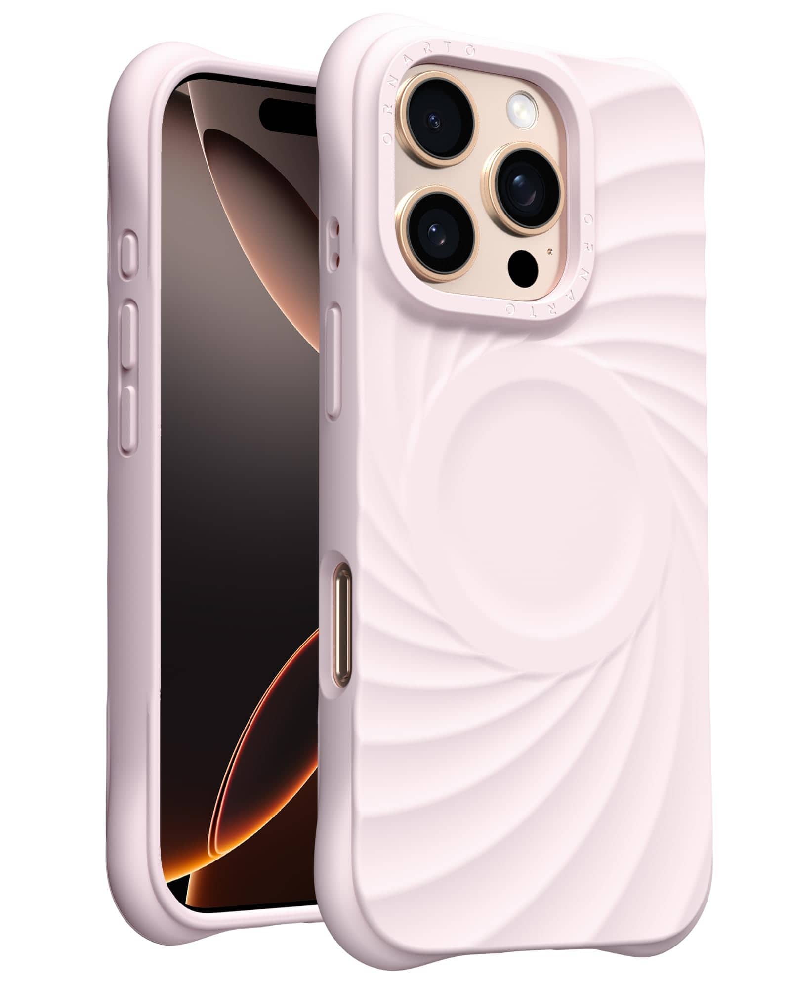 Front. Ornarto - ORNARTO Vortuxe for Liquid Silicone iPhone 16 Pro Case 6.3", Drop Protection, Compatible with MagSafe - Pale Rose Quartz - Pale Rose Quartz.