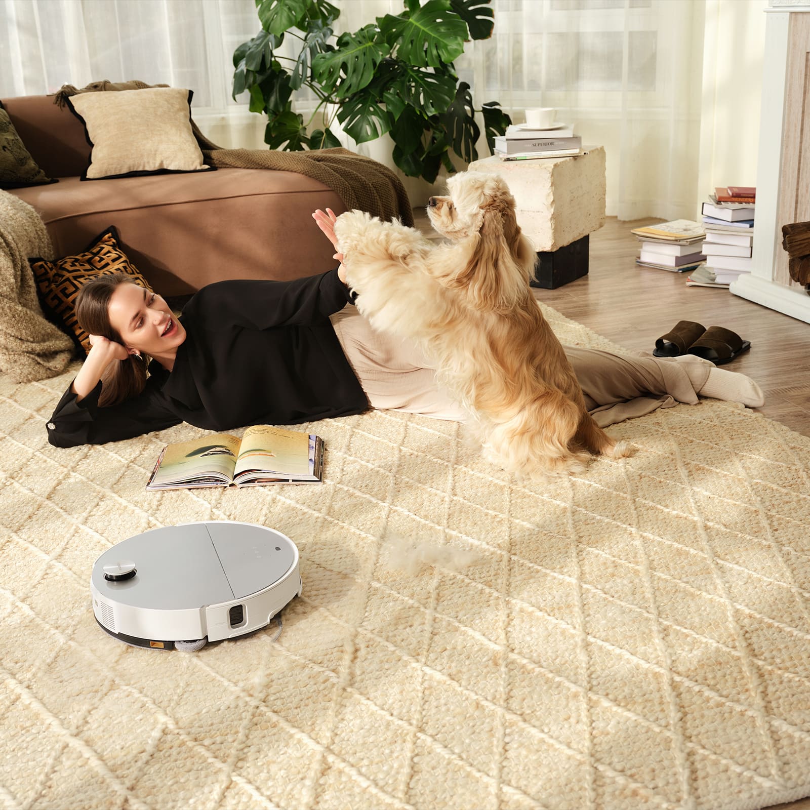 Alt View 19. Roborock - Saros 10 Ultra Thin, Self-Lifting Robot Vacuum and Mop , 22,000 Pa Suction Hyper Force and Multi-Fuction Dock - White.