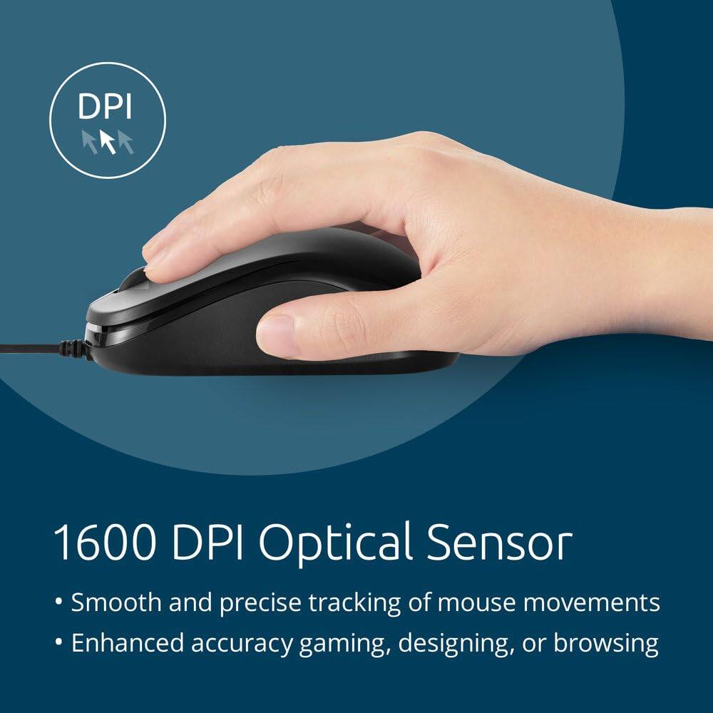1600 DPI Optical Sensor  
Smooth and precise tracking of mouse movements  
Enhanced accuracy for gaming, designing, or browsing