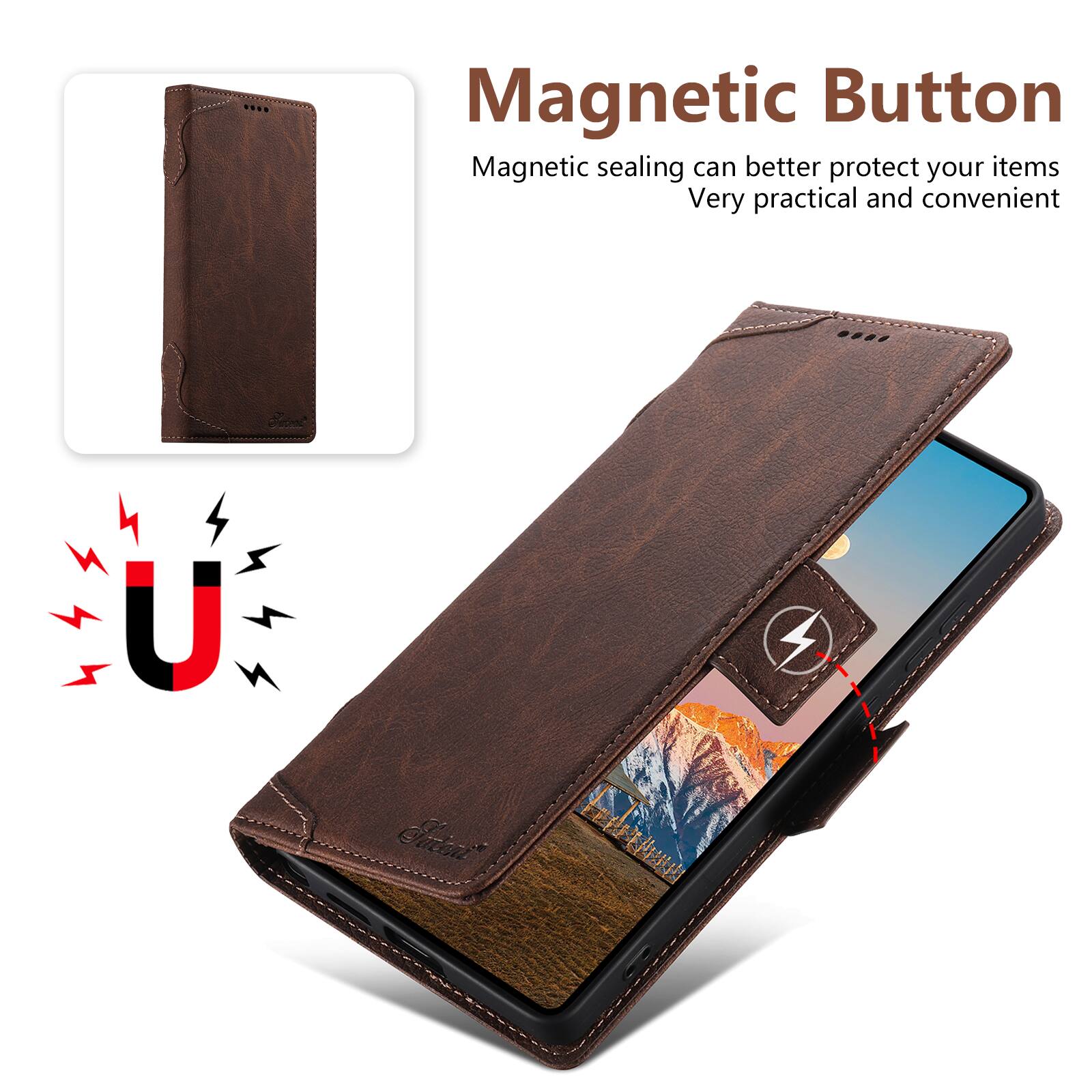 Magnetic Button  
Magnetic sealing can better protect your items  
Very practical and convenient