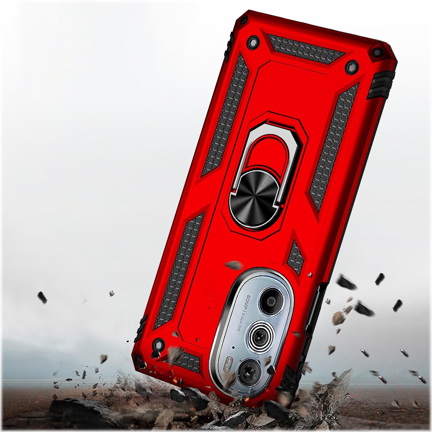 Alt View 15. SaharaCase - Military Kickstand Series Case for Motorola Edge+ (2022) - Red.