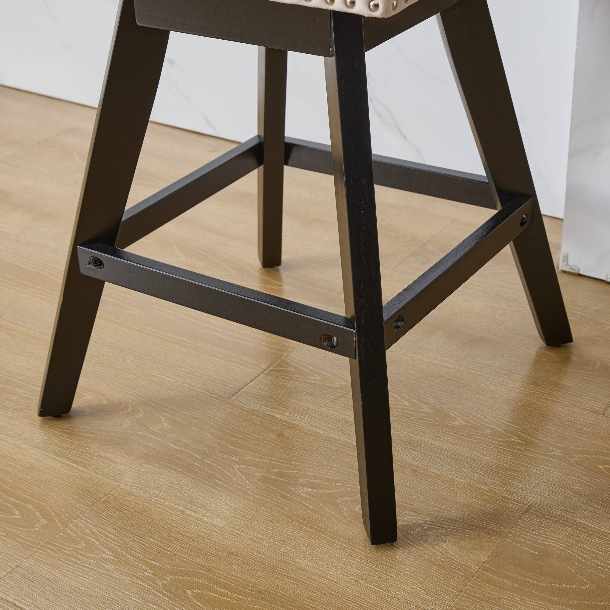 Alt View 4. Boyel Living - Swivel Velvet Bar Stools Set of 2 with Button Tufted Back - Beige.