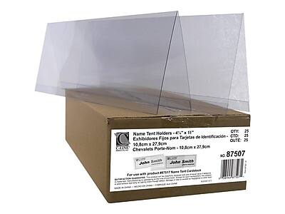 4% 11" QTY: 25 Name Tent Holders
Exhibidores Fijos para Tarjetas de Identificación - 25
Chevalets Porte-Nom - 10.8cm x 27.9cm
No 87507
John Smith
John Smith
For use with product #87517 Name Tent Cards
Made in China
