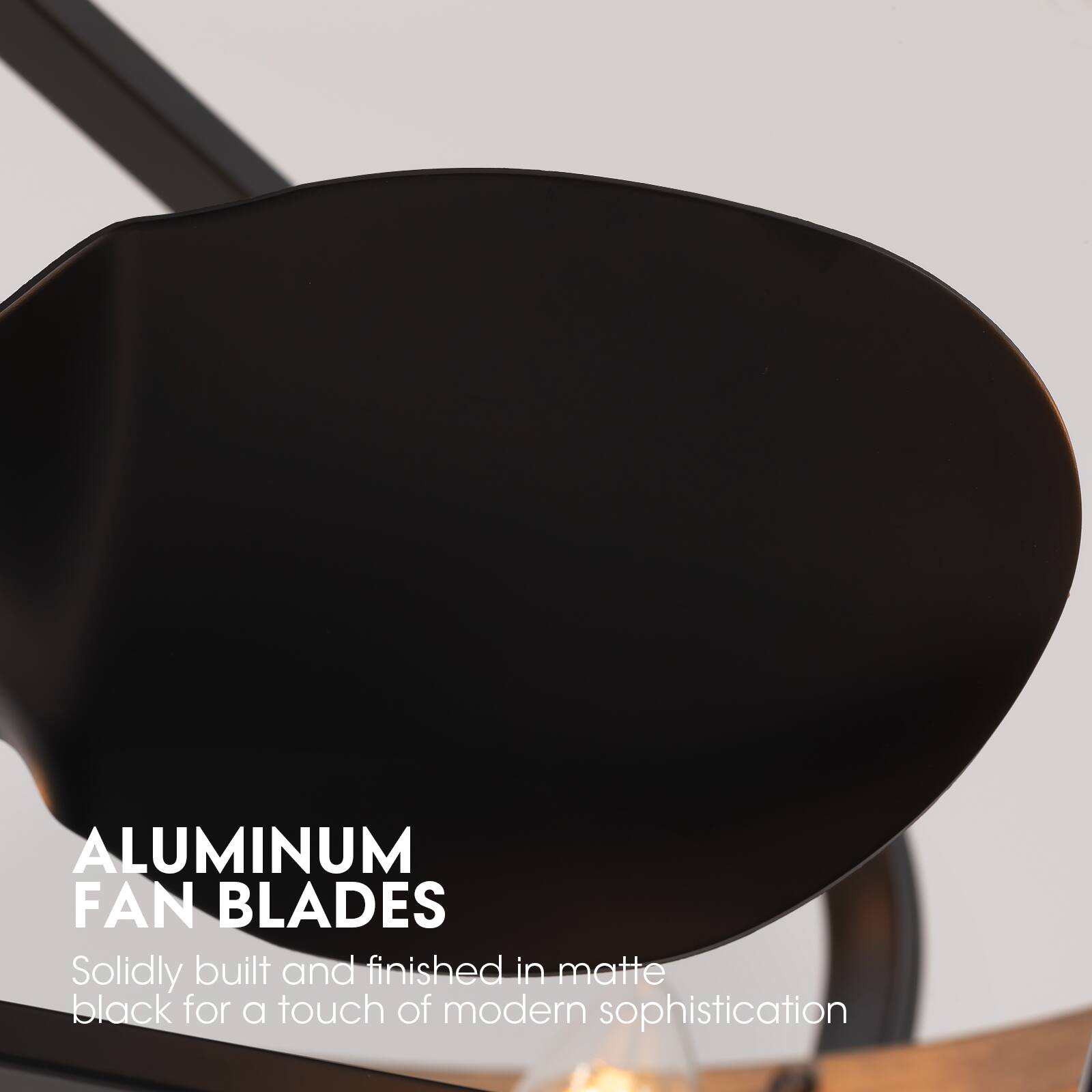 ALUMINUM FAN BLADES  
Solidly built and finished in matte black for a touch of modern sophistication