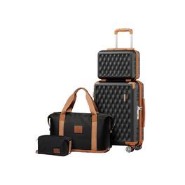 Circus Cirle - 4-Piece Brown Hardside Luggage Set - Black