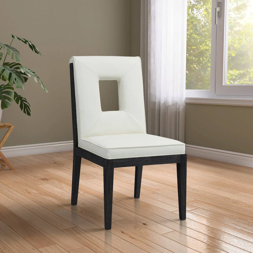 Alt View 1. Meridian Furniture - Gwendolyn Cream Vegan Leather Dining Side Chair, Set of 2 - Beige.
