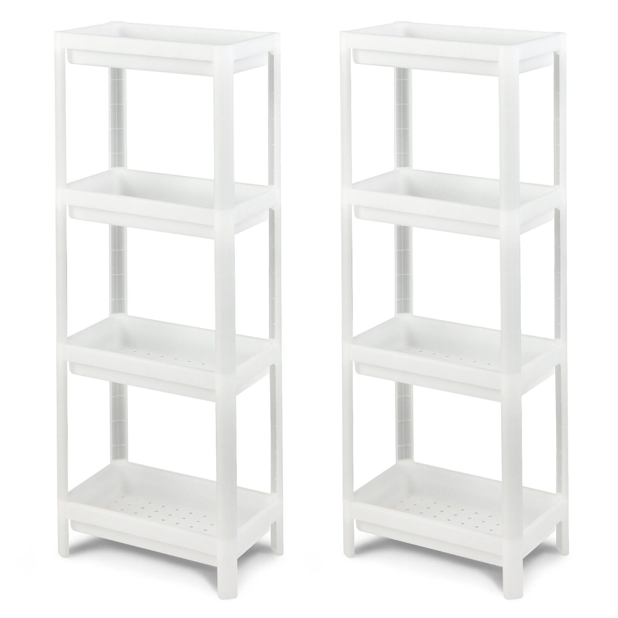 Alt View 9. Gymax - Gymax 2PCS 4 Tier Slim Storage Cart Detachable Kitchen Organizer Utility Shelves - White.